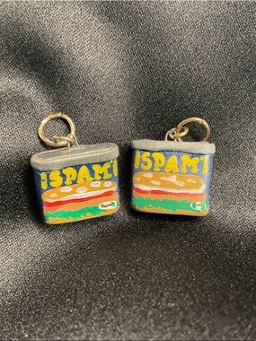 Novelty SPAM Can Charm Drop Earrings in Blue and Multicolor